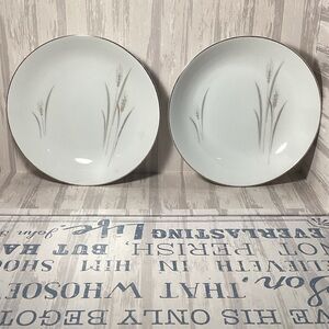 Platinum Wheat Fine China Japan 2 Elegant White 7.5” Bowls